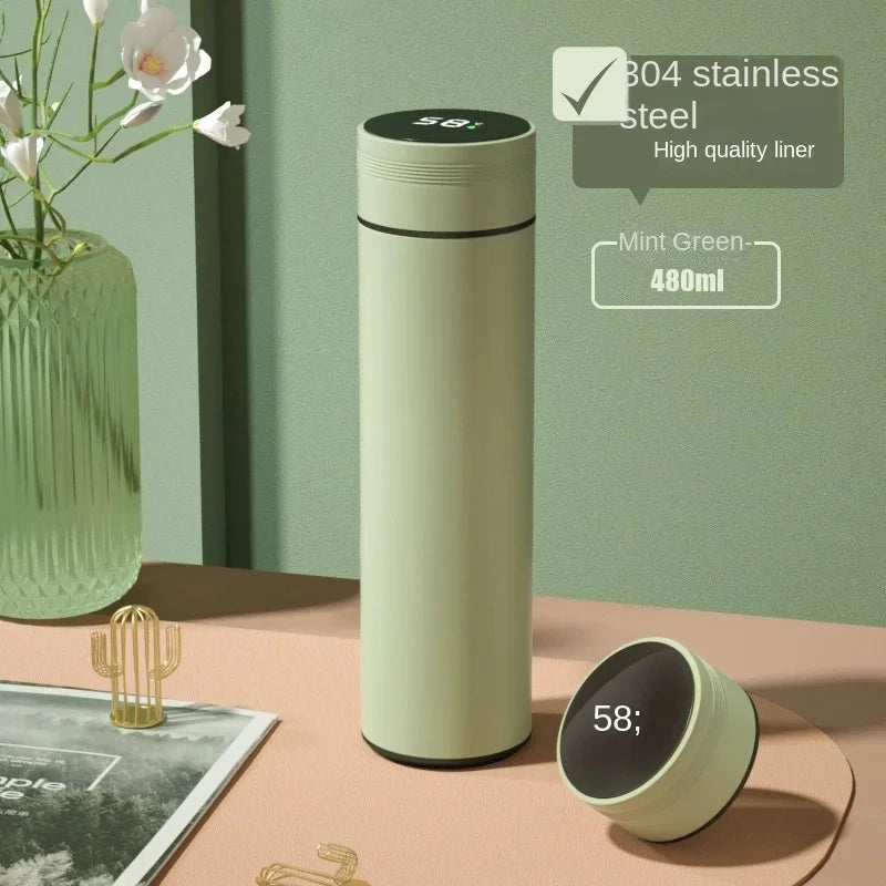 500Ml Thermos Bottle Smart Cup Digital with Temperature Display 304 Stainless Steel Thermos Bottle Long-Lasting Heat