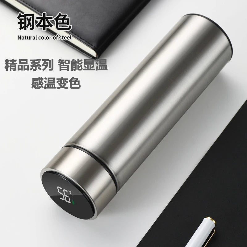 500Ml Thermos Bottle Smart Cup Digital with Temperature Display 304 Stainless Steel Thermos Bottle Long-Lasting Heat