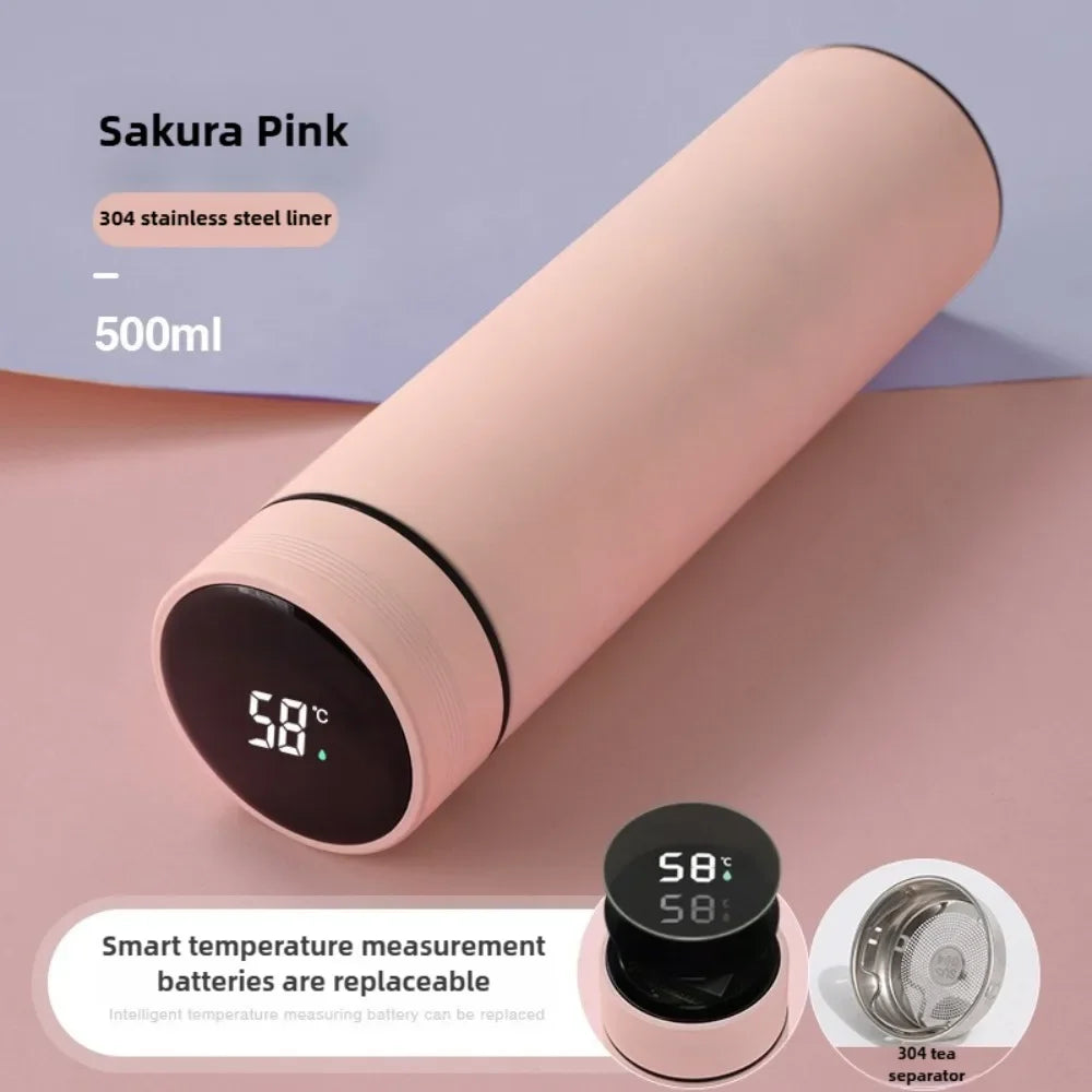 500Ml Thermos Bottle Smart Cup Digital with Temperature Display 304 Stainless Steel Thermos Bottle Long-Lasting Heat